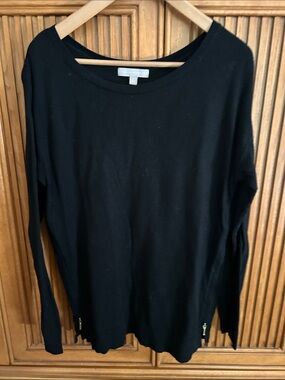 Banana Republic Black Long Sleeve sweater Top with Hem Zippers